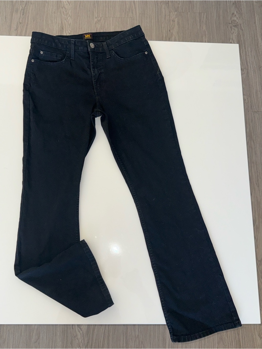 Lee Jeans Regular Fit Boot Cut Black Denim Stretch Womens Size 12M